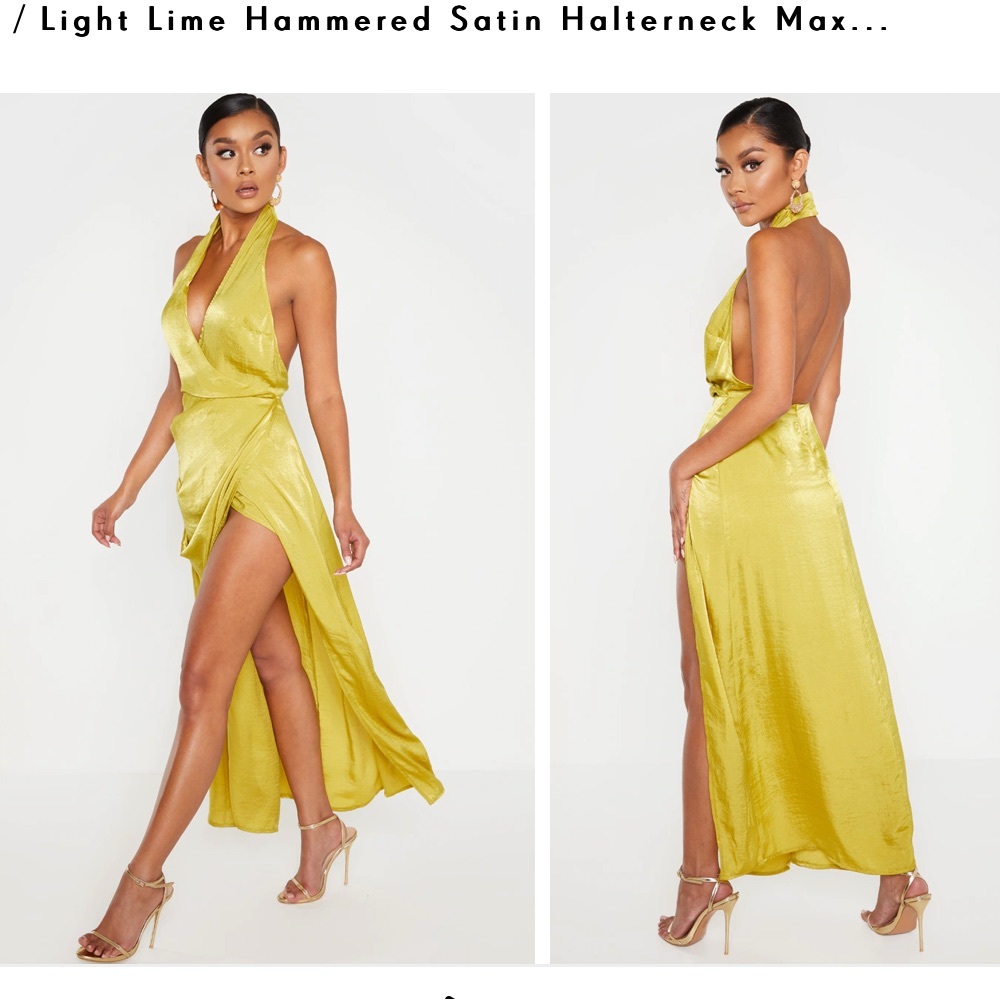 Prettylittlething maxi dress - lime